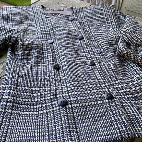 VTG 80s Escada Wool Houndstooth Blazer 34 - Picture 5 of 12